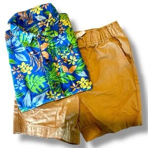 Caribbean Joe Boys Hawaiian Shirt Size 5–6 Tropical Button Down Beach Shirt